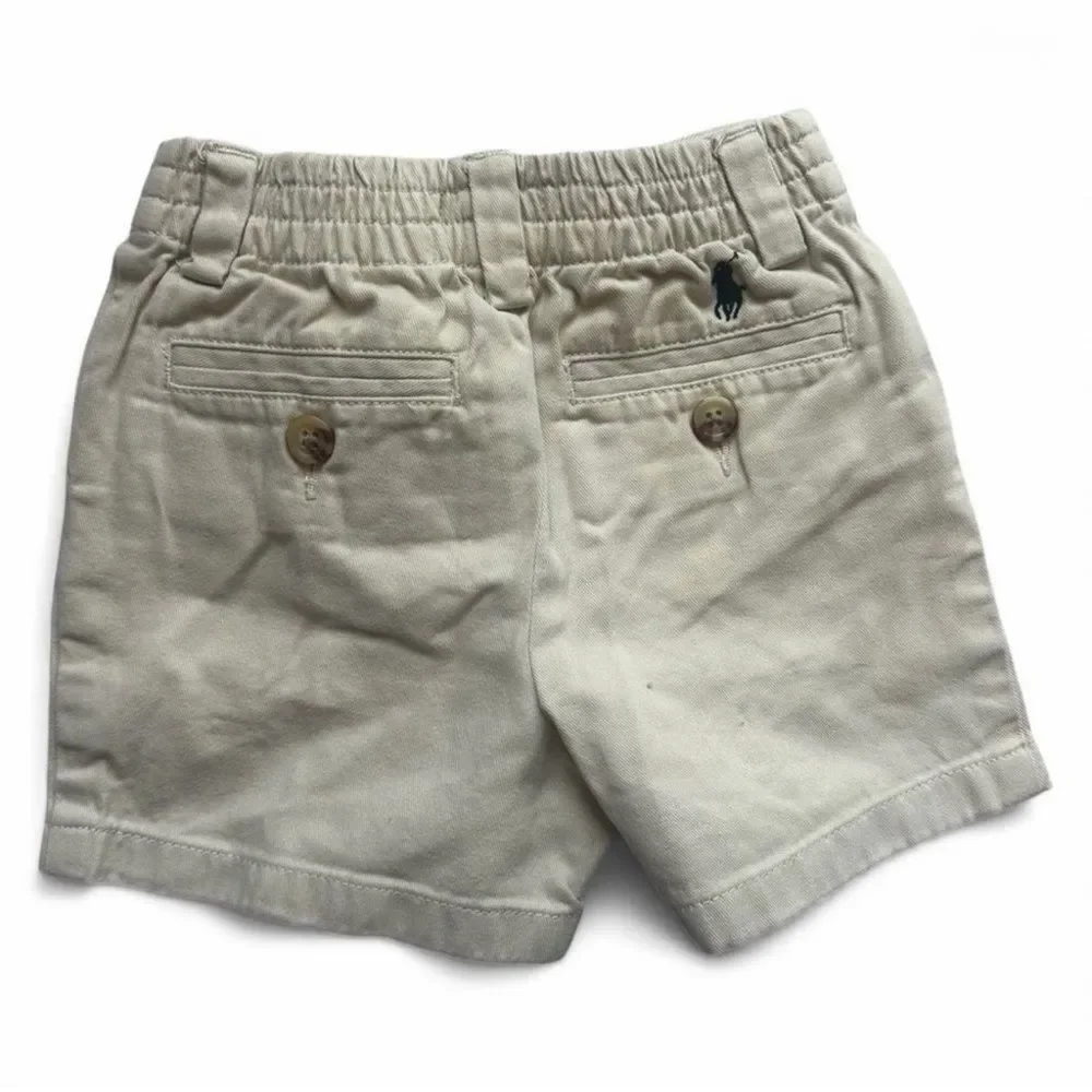 Ralph Lauren Baby Stretch Chino Shorts Sand 12M Classic Preppy Summer Minimal